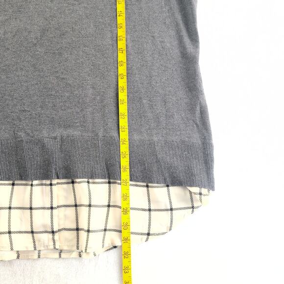 Torrid Twofer Collared Grey Cream Plaid Women's 2XL Preppy Academia - Picture 5 of 10